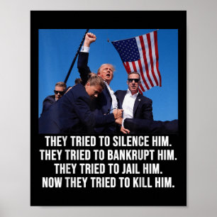 Poster Trump vit, Trump combat -combat- combat 2024