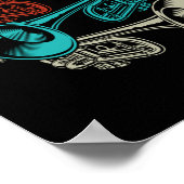 Poster Trumpet Retro Instruments de musique (Coin)