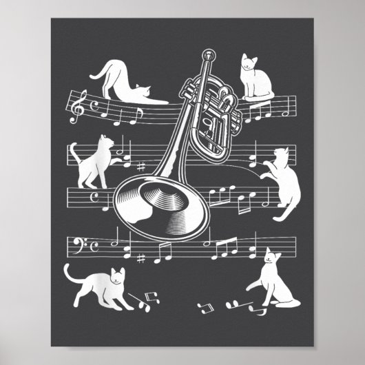 Poster Trumpeter Cats For Cat Loving Trumpet Player  (Devant)