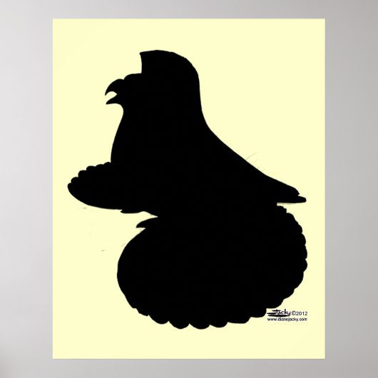 Poster Trumpeter Pigeon Silhouette (Devant)