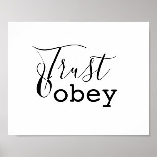 Poster Trust & Obey - Typographie chrétienne
