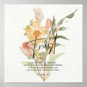 Poster Trust-Proverbs 3:5-6 Orange floral (Devant)