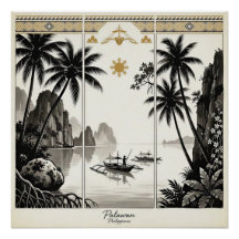 Tryptique d'art mural de Palawan Philippines