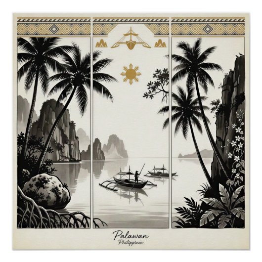 Poster Tryptique d'art mural de Palawan Philippines (Devant)