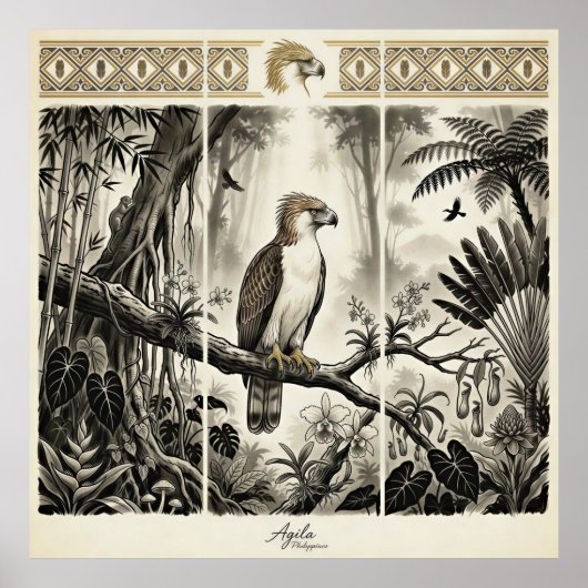 Poster Tryptique mural d'art sur l'aigle des Philippines (Devant)