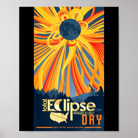 Poster Tshirt Éclipse Solaire Totale 21 août (Devant)