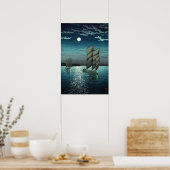 Poster Tsuchiya Koitsu - Bateaux à Shinagawa, Nuit (Cuisine)