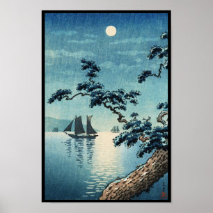 Poster Tsuchiya Koitsu Maiko bord de mer shin hanga