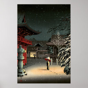 Poster Tsuchiya Koitsu - Neige au temple de Nezu