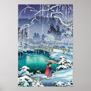 Poster Tsuchiya Koitsu - Neige de printemps à Maruyama