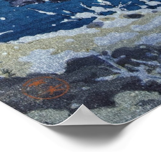 Poster Tsuchiya Koitsu - Neige sur l'Ukimido à Katada (Coin)