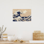 Poster Tsunami de Pixels Art Pixel 8 Bits (Cuisine)
