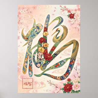 Poster Tsuru: Crane & Goldfish Elegance Art260050260