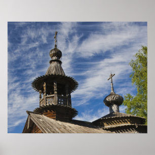Poster Ttraditional wooden Russian Orthodox church