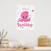 Poster Tu es ma fille toute molle rose nurserie pieuvre (Cuisine)