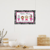 Poster Tu Tu Cute Ballerina Art Print Monkey Zebra (Cuisine)