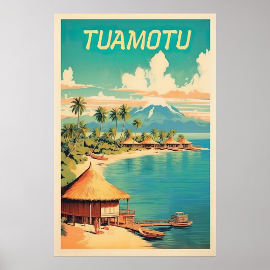 Poster Tuamotu, Polynésie française, Voyage (Devant)