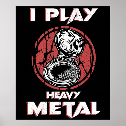 Poster Tuba Cadeaux Lourds Métal Marching Band Sousaphone (Devant)