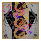 Poster Tuba Et Music Notes (Devant)