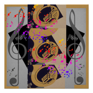 Poster Tuba Et Music Notes