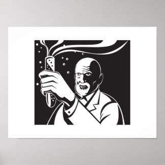 Poster Tube d'essai de scientifique fou