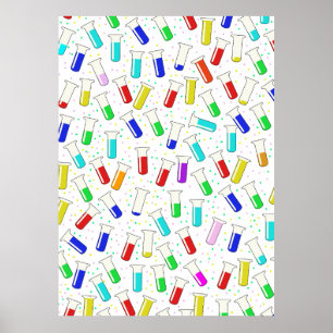 Poster Tubes à essai en verre de dessin animé