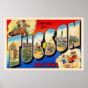 Poster Tucson Arizona AZ Vintage Grande Lettre Carte post