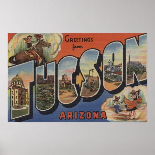 Poster Tucson, Arizona - Grandes Lettres Scènes 2 (Devant)