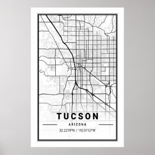 Poster Tucson Arizona USA Travel City Carte