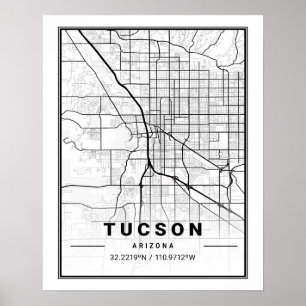 Poster Tucson Arizona USA Travel City Carte