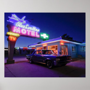 Poster Tucumcari, Nouveau Mexique, Etats-Unis. Itinéraire