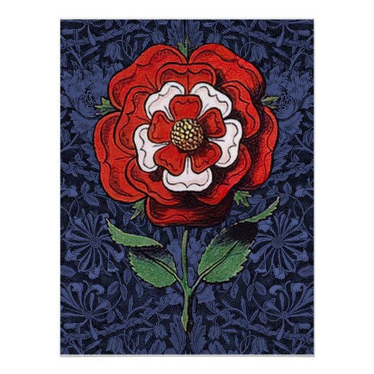 Poster Tudor Rose rouge et blanc (Devant)