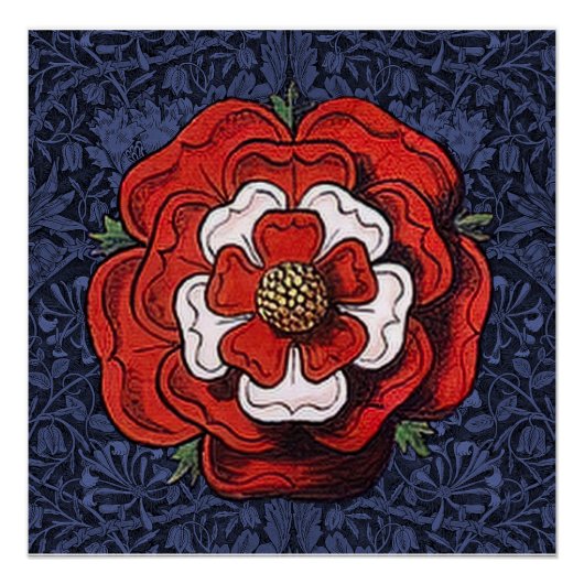 Poster Tudor Rose rouge et blanc (Devant)