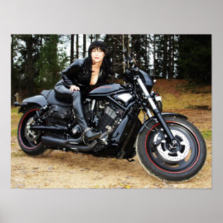 Poster Tuff motorcykel med tuff mc-tjej!