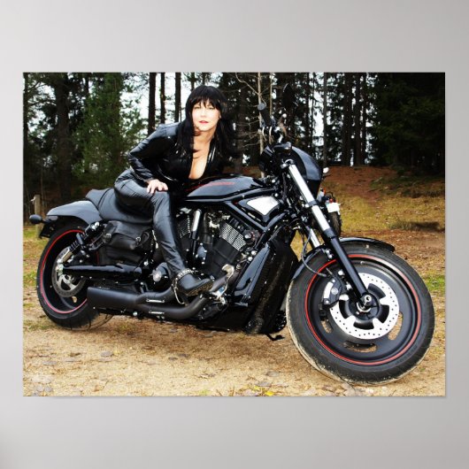Poster Tuff motorcykel med tuff mc-tjej! (Devant)