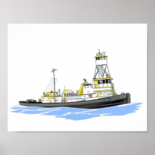 Poster Tug Olive L. Plus avec le premier pilothouse surél (Devant)