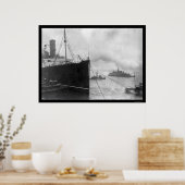 Poster Tugs Pulling Lusitania 1914 (Cuisine)