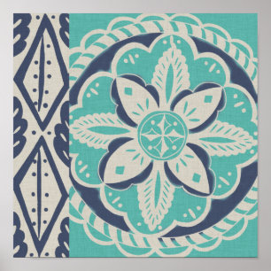 Poster Tuile bleue IV de batik