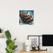 Poster Tuile De Steampunk ~ Père Noël Avec Femme Et Elfes (Bureau à domicile)