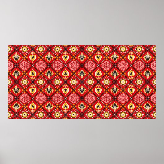 Poster tuile en majolique italienne. Broderie avec fleurs (Devant)