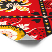 Poster tuile en majolique italienne. Broderie avec fleurs (Coin)