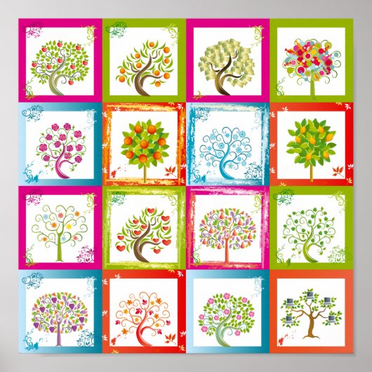 Poster Tuiles d'arbre 4x4 (Devant)
