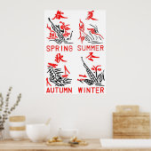 Poster Tuiles De Mahjong, Quatre Saisons, Sur Arrière - p (Cuisine)