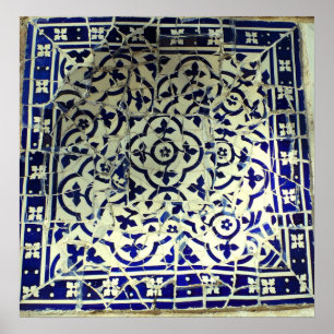 Poster Tuiles de mosaïque de Guell du parc de Gaudi