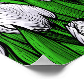 Poster Tulières blanches avec feuilles verts (Coin)
