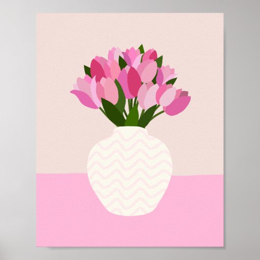 Poster Tulip Arrangement Floral Vase rose (Devant)