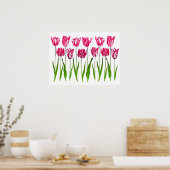 Poster Tulip Garden Imprimer en rose et vert Fuchsia (Cuisine)