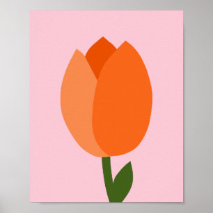 Poster Tulip Pastel Rose Et Orange