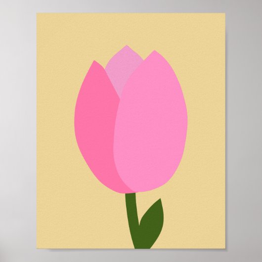 Poster Tulip Rose Et Fleur Jaune (Devant)