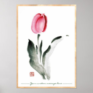 Poster Tulipe à fleur d'encre somi-e orientale classique